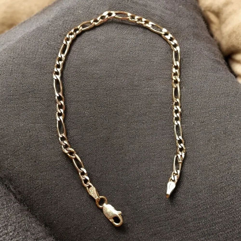 Vintage Sterling Silver Figaro Chain Bracelet 7.45”